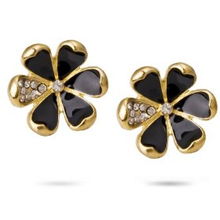 愛情魔法 鑲鉆黑瓣花合金耳環的日常珠寶魅力